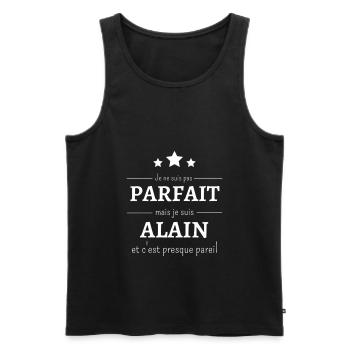 Je ne suis pas parfait mais je suis Alain cadeau - Débardeur bio Premium Homme - noir - Devant - AI Model Male 178 light (178cm)