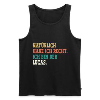 Lucas Lustiger Spruch Vorname Name Lucas - Männer Premium Bio Tank Top - Schwarz - Vorne - AI Model Male 178 light (178cm)