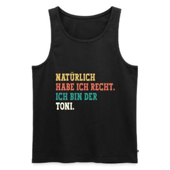 Toni Lustiger Spruch Vorname Name Toni - Männer Premium Bio Tank Top - Schwarz - Vorne - Michal (187cm)