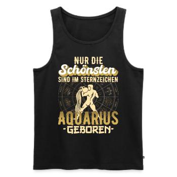 Sternzeichen Aquarius Wassermann Spruch Geschenk - Männer Premium Bio Tank Top - Schwarz - Vorne - Michal (187cm)