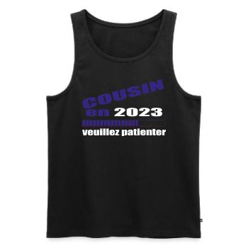 Cousin En 2023 Veuillez Patienter Futur Cousin - Débardeur bio Premium Homme - noir - Devant - Michal (187cm)