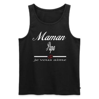 Maman Papa Je Vous Aime - Débardeur bio Premium Homme - noir - Devant - AI Model Male 178 light (178cm)