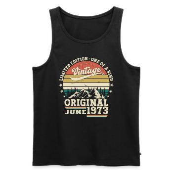 50th Birthday Man Original June Vintage 1973 - Men's Premium Organic Tank Top - black - Front - Michal (187cm)