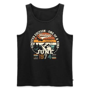 49th Birthday Man June Born 1974 Original - Men's Premium Organic Tank Top - black - Front - Michal (187cm)