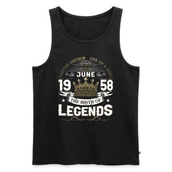 65. Geburtstag Mann Juni Jahrgang 1958 Legendary - Männer Premium Bio Tank Top - Schwarz - Vorne - Michal (187cm)