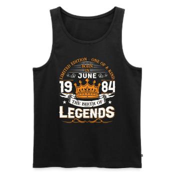 39ème Anniversaire Homme Juin Millésime 1984 Légendaire - Débardeur bio Premium Homme - noir - Devant - Michal (187cm)