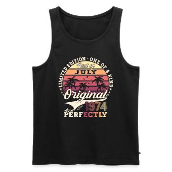 49th Birthday Man Original July Vintage 1974 - Men's Premium Organic Tank Top - black - Front - Michal (187cm)