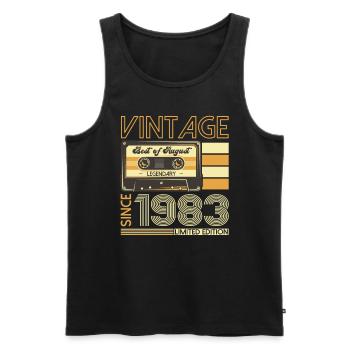 40th Birthday Man August Vintage 1983 Cassette - Men's Premium Organic Tank Top - black - Front - Michal (187cm)