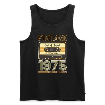 48th Birthday Man August Vintage 1975 Cassette - Men's Premium Organic Tank Top - black - Front - Michal (187cm)