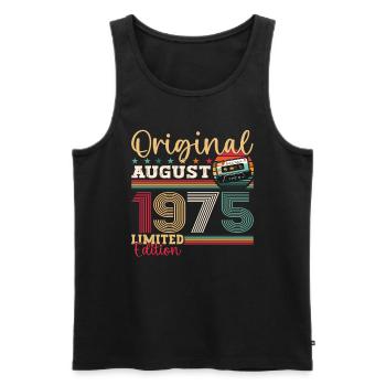 48th Birthday Man August Vintage 1975 Cassette - Men's Premium Organic Tank Top - black - Front - Michal (187cm)