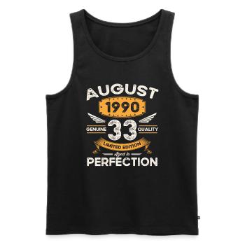 33rd Birthday Man Legend August Vintage 1990 - Men's Premium Organic Tank Top - black - Front - Michal (187cm)