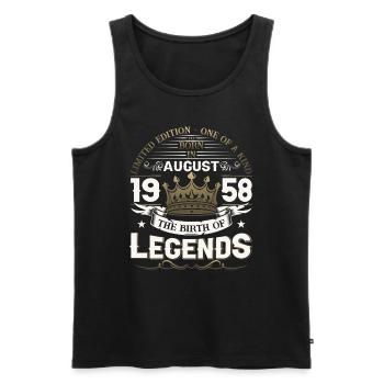 65. Geburtstag Mann August Jahrgang 1958 Legendary - Männer Premium Bio Tank Top - Schwarz - Vorne - Michal (187cm)