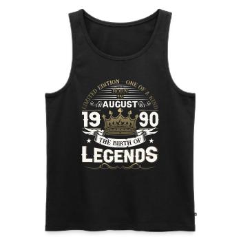 33rd Birthday Man August Vintage 1990 Legendary - Men's Premium Organic Tank Top - black - Front - Michal (187cm)