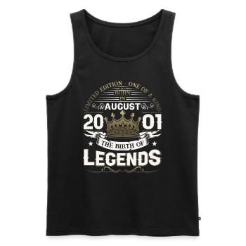 22nd Birthday Man August Vintage 2001 Legendary - Men's Premium Organic Tank Top - black - Front - Michal (187cm)