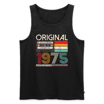 48e anniversaire septembre millésime 1975 cassette - Débardeur bio Premium Homme - noir - Devant - AI Model Male 178 light (178cm)