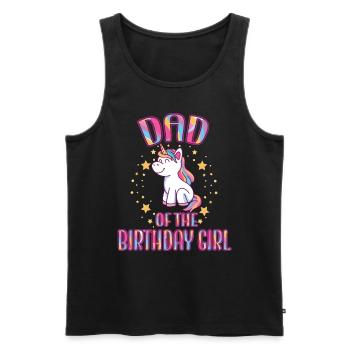 Papa de la fille d’anniversaire Licorne Family Party - Débardeur bio Premium Homme - noir - Devant - Michal (187cm)