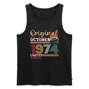 49th Birthday October Vintage 1974 Cassette - Men's Premium Organic Tank Top - black - Front - Michal (187cm)