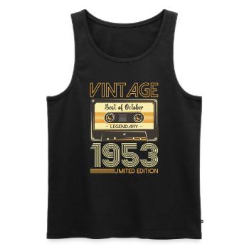 70. Geburtstag Kassette Oktober Jahrgang 1953 Tape - Männer Premium Bio Tank Top - Schwarz - Vorne - Michal (187cm)