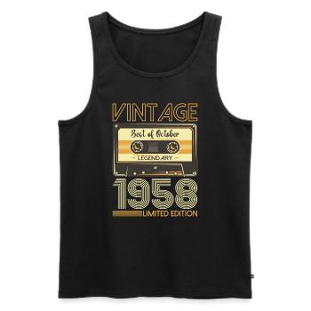 65. Geburtstag Kassette Oktober Jahrgang 1958 Tape - Männer Premium Bio Tank Top - Schwarz - Vorne - Michal (187cm)