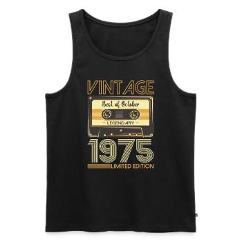 48th Birthday Cassette October Vintage 1975 Tape - Men's Premium Organic Tank Top - black - Front - Michal (187cm)