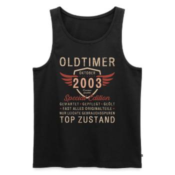20. Geburtstag Oldtimer Oktober Jahrgang 2003 - Männer Premium Bio Tank Top - Schwarz - Vorne - Michal (187cm)