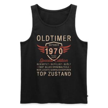 53. Geburtstag Oldtimer Oktober Jahrgang 1970 - Männer Premium Bio Tank Top - Schwarz - Vorne - Michal (187cm)