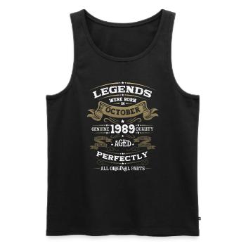 34e anniversaire mari légendaire octobre Vintage 1989 - Débardeur bio Premium Homme - noir - Devant - Michal (187cm)