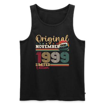 24e anniversaire novembre Vintage 1999 cassette - Débardeur bio Premium Homme - noir - Devant - Michal (187cm)