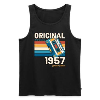 Cassette du 66e anniversaire novembre Vintage 1957 - Débardeur bio Premium Homme - noir - Devant - Michal (187cm)