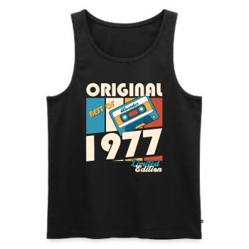 46e anniversaire Cassette novembre Vintage 1977 - Débardeur bio Premium Homme - noir - Devant - Michal (187cm)