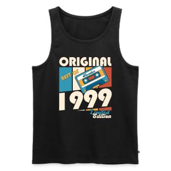 24e anniversaire novembre Vintage 1999 cassette - Débardeur bio Premium Homme - noir - Devant - Michal (187cm)