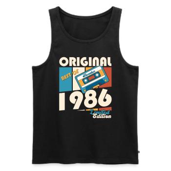 37e anniversaire Cassette Novembre Vintage 1986 - Débardeur bio Premium Homme - noir - Devant - Michal (187cm)