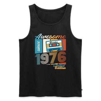 47e anniversaire Cassette décembre Vintage 1976 - Débardeur bio Premium Homme - noir - Devant - Michal (187cm)