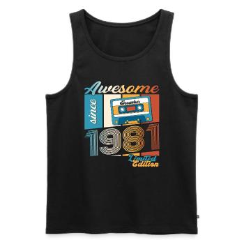 42e anniversaire Cassette décembre Vintage 1981 - Débardeur bio Premium Homme - noir - Devant - Michal (187cm)