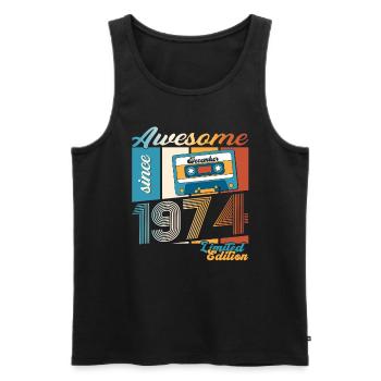 49e anniversaire Cassette décembre Vintage 1974 - Débardeur bio Premium Homme - noir - Devant - Michal (187cm)