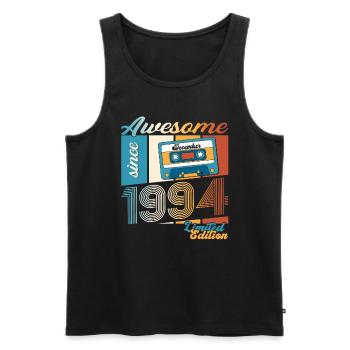 Cassette 29e anniversaire décembre Vintage 1994 - Débardeur bio Premium Homme - noir - Devant - Michal (187cm)