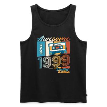 24e anniversaire décembre Vintage 1999 cassette - Débardeur bio Premium Homme - noir - Devant - Michal (187cm)