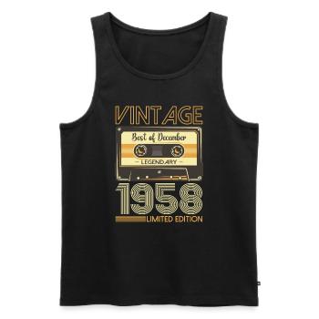 65e anniversaire Cassette décembre Vintage 1958 - Débardeur bio Premium Homme - noir - Devant - Michal (187cm)