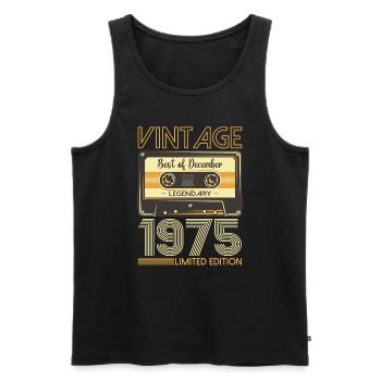 48e anniversaire Cassette décembre Vintage 1975 - Débardeur bio Premium Homme - noir - Devant - Michal (187cm)