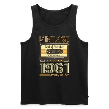 62e anniversaire décembre Vintage 1961 cassette - Débardeur bio Premium Homme - noir - Devant - Michal (187cm)