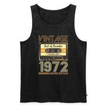 51e anniversaire Cassette décembre Vintage 1972 - Débardeur bio Premium Homme - noir - Devant - Michal (187cm)