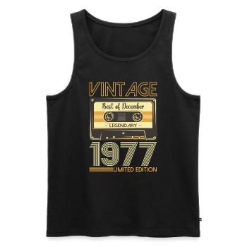 46e anniversaire Cassette décembre Vintage 1977 - Débardeur bio Premium Homme - noir - Devant - Michal (187cm)