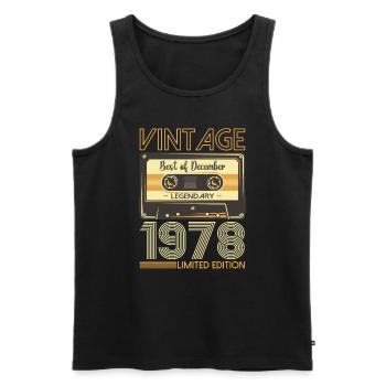 45e anniversaire Cassette décembre Vintage 1978 - Débardeur bio Premium Homme - noir - Devant - Michal (187cm)