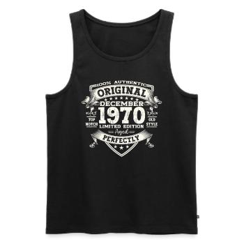 Décembre Vintage des années 1970 53e anniversaire Vintage - Débardeur bio Premium Homme - noir - Devant - Michal (187cm)