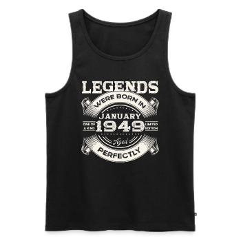 75th birthday Legendary since January Born in 1949 - Men's Premium Organic Tank Top - black - Front - Michal (187cm)