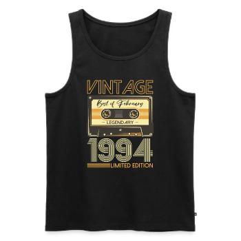 30e anniversaire Cassette février Vintage 1994 - Débardeur bio Premium Homme - noir - Devant - Michal (187cm)