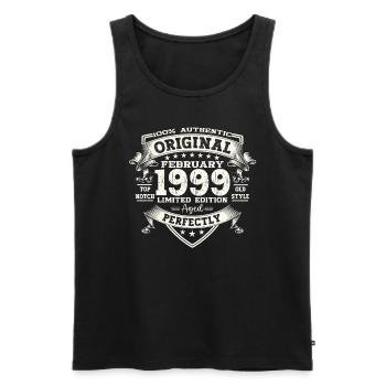 25e anniversaire Original Février Année 1999 - Débardeur bio Premium Homme - noir - Devant - Michal (187cm)
