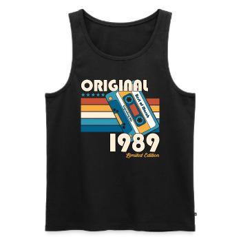 35e anniversaire mari mars Vintage 1989 cassette - Débardeur bio Premium Homme - noir - Devant - Michal (187cm)