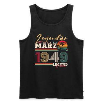 75th birthday Legendary since March Born in 1949 - Men's Premium Organic Tank Top - black - Front - Michal (187cm)