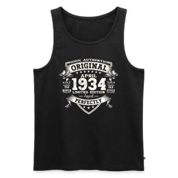 90e anniversaire mari Original avril Vintage 1934 - Débardeur bio Premium Homme - noir - Devant - Michal (187cm)